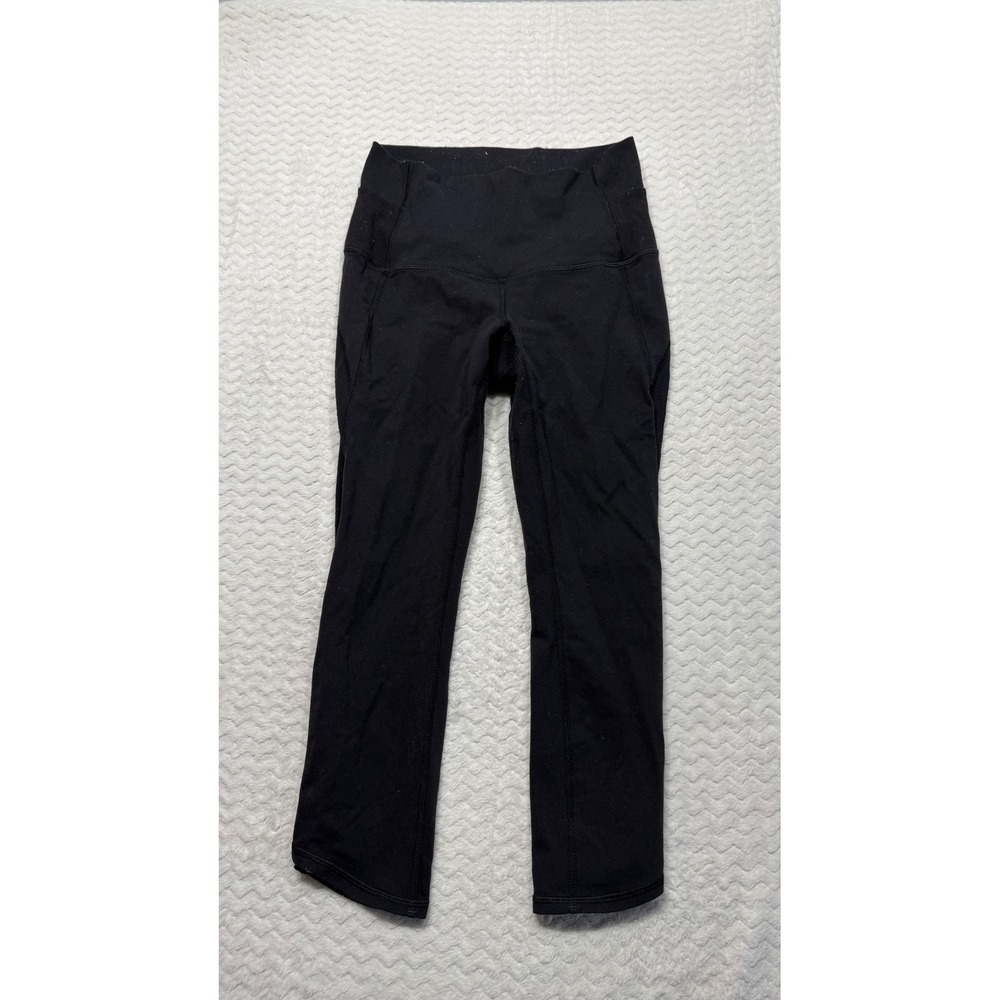 Lululemon Black High Rise Perforated Crop Leggings Size 6 Yoga Running